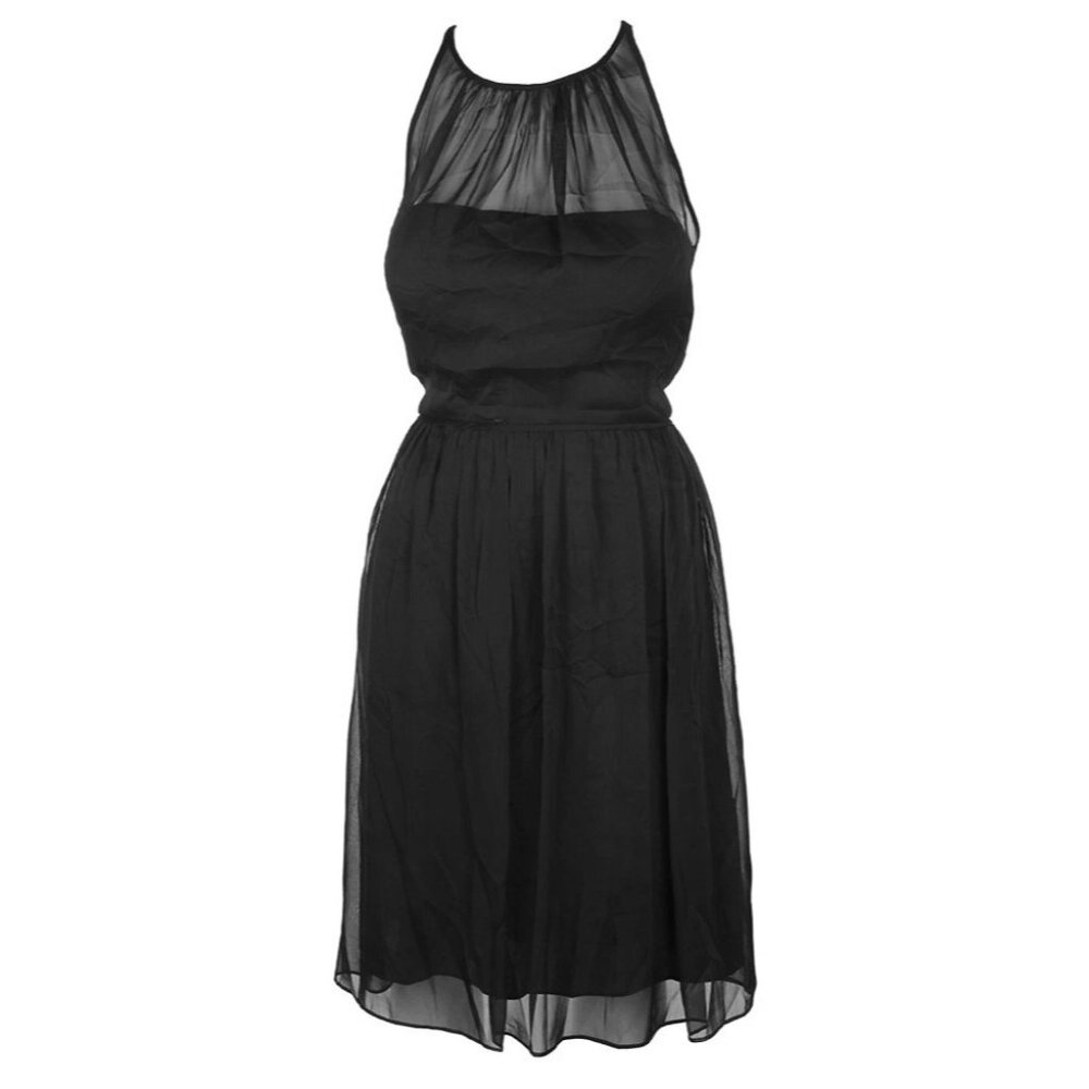 Adrianna Papell Black Sleeveless Chiffon Halter Dress Cocktail Sz 8‎ Party Wear